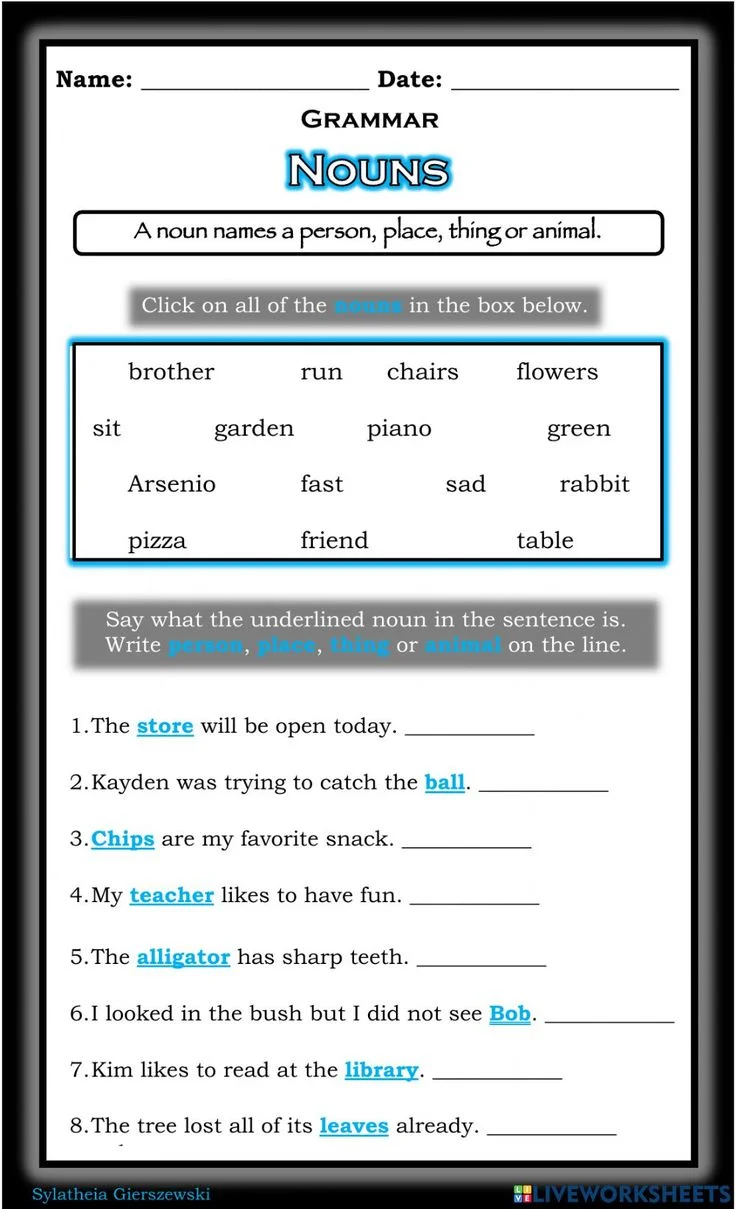Bài tập ngữ pháp tiếng Anh về chủ đề danh từ (Nouns)