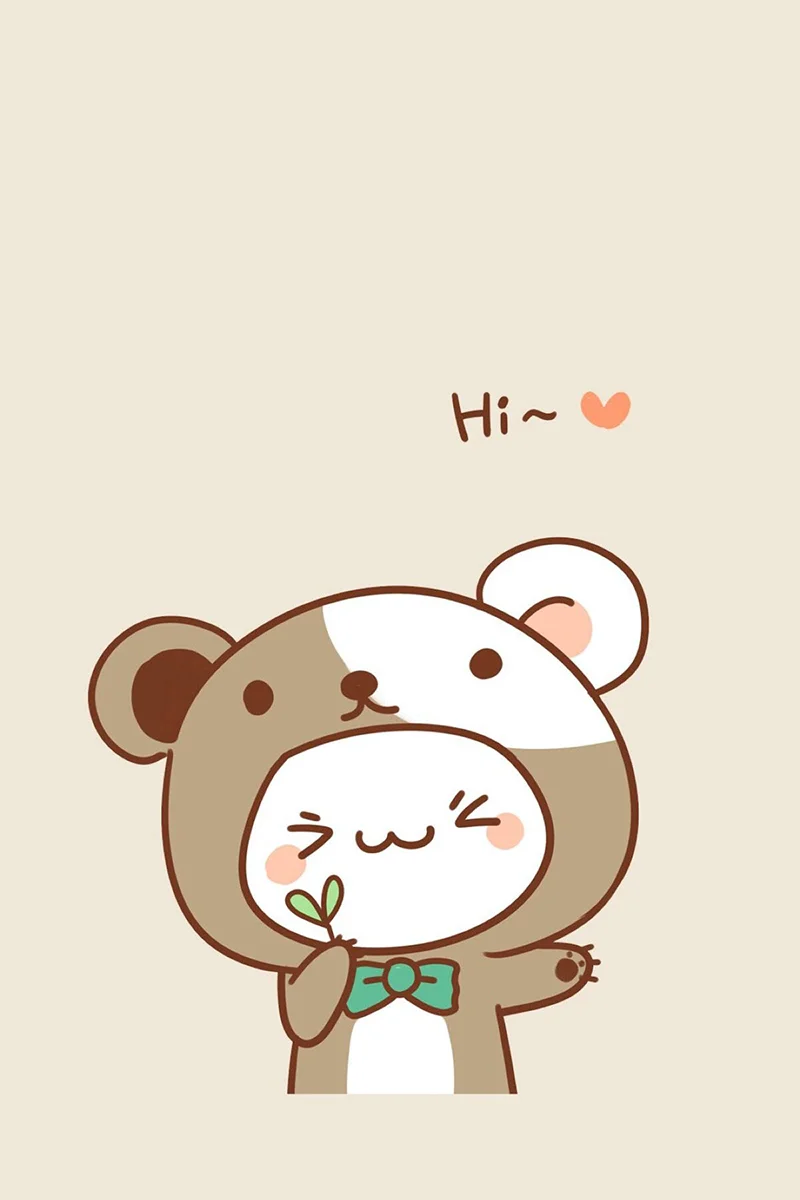 Hình nền điện thoại cute chú gấu nhỏ vẫy tay chào