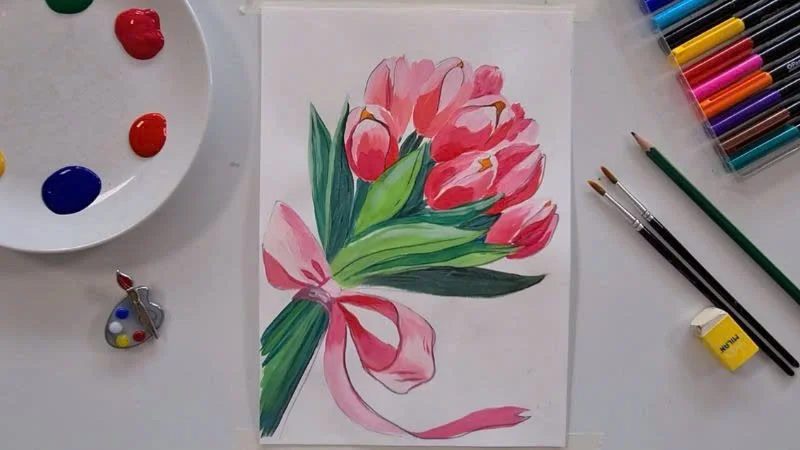 5 cách vẽ hoa tulip đơn giản đẹp, 30+ tranh mẫu ấn tượng nhất