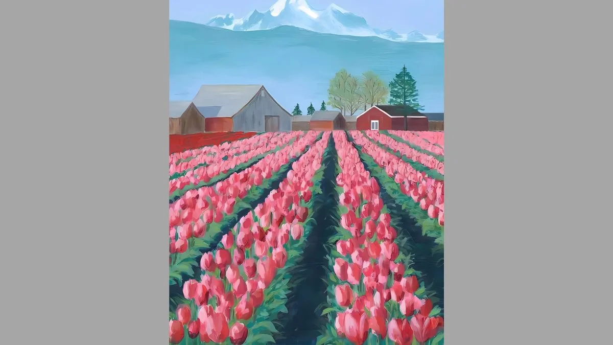 Các bức tranh vẽ hoa tulip, vườn hoa tulip ấn tượng