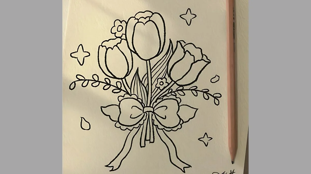 Tranh vẽ hoa tulip xinh xắn